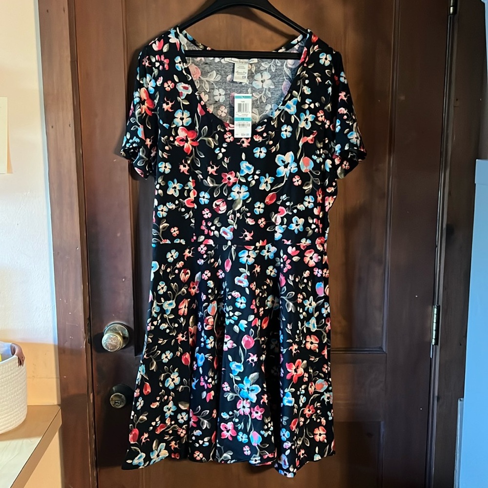 0X AMERICAN RAG FLORAL POPOVER SHORT SLEEVE DRESS NWT
